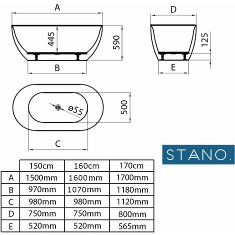 Vasca 150 cm 450L vetro extrachiaro