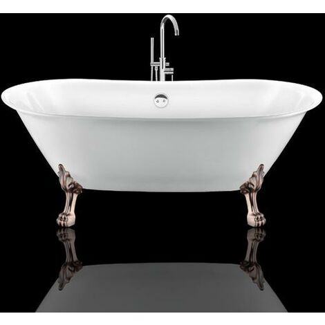 Vasca da bagno freestanding con piedini SURRY HILLS bianca 165 cm Piedini di leone Rame