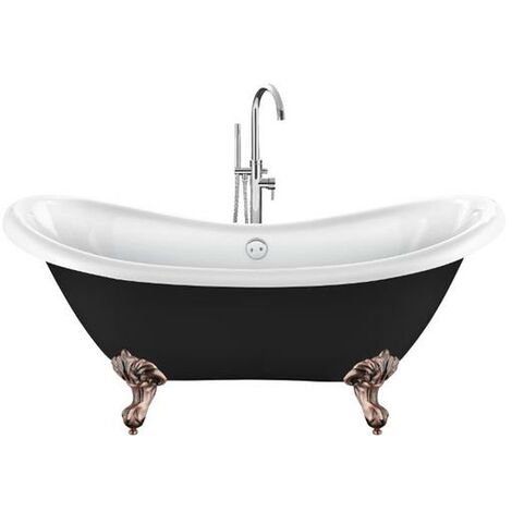 Vasca da bagno freestanding con piedini DARLINGTON Nera 175 cm Piedini di aquila Rame