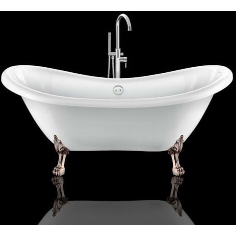 Vasca da bagno freestanding con piedini DARLINGTON Bianca 175 cm Piedini di leone Rame