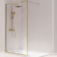 Parete doccia fissa FRESH PERIMETRAL finitura ORO SPAZZOLATO 120 cm