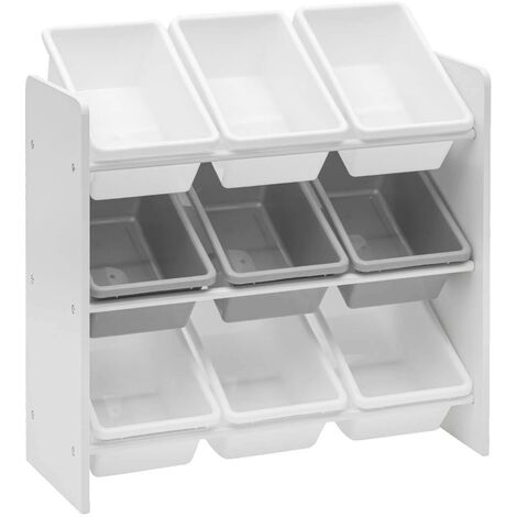 Rebecca Mobili Spielzeugregal Schlafzimmerregal MDF Weiß mit 9 herausnehmbaren Boxen (1/5)