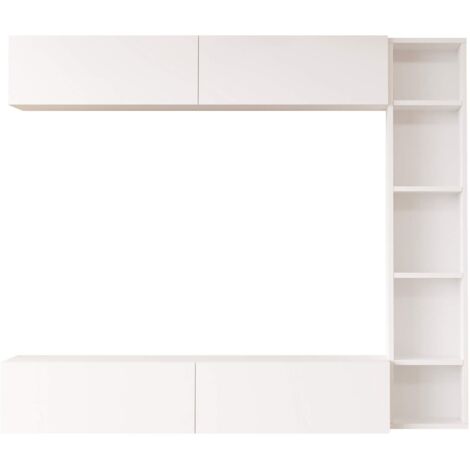 Wohnwand Rebecca Mobili Kadab 143,5x169x26 Spanplatte Weiß Modern SET 3 stk