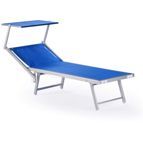 Rebecca Mobili Liegestuhl Sonnenliege Blau Aluminium Textilene Strand Balkon 38x186x61