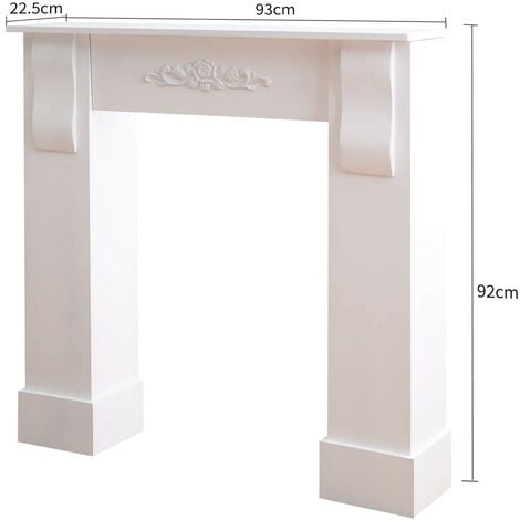 Kaminumrandung Weiß 107x100cm - Dekorative Kaminsims Mit 4 Ablagen