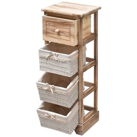 Rebecca Mobili RE7221 Kommode - 4 Schubladen In Heller Eiche & Dunkelgrau 98,5x72x45cm