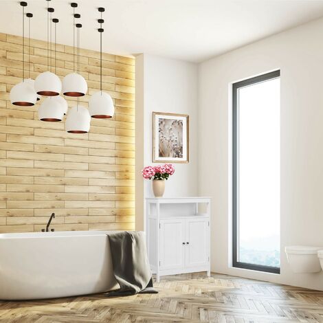 Rebecca Mobili Badezimmerschrank mit 2 Türen und Regal in weißem Holz  Modernes Design
