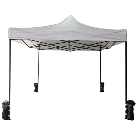 Rebecca Mobili Gartenpavillon FaltPavillon Weiss 4 Gewichte Polyester Metall 3x3