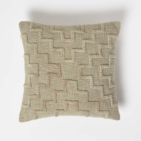 HOMESCAPES Tufted Kissen beige 45 x 45 cm - Dekokissen geometrisch gemustert