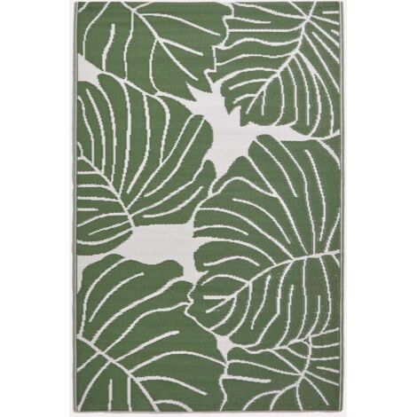 HOMESCAPES Outdoor-Teppich Ada aus Polypropylen mit floralem Blätter-Design, 120 x 180 cm (1/5)