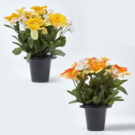 5er-Set Halloween Blumen - Künstliche Kürbiszweige Schwarz/Orange 49,5cm