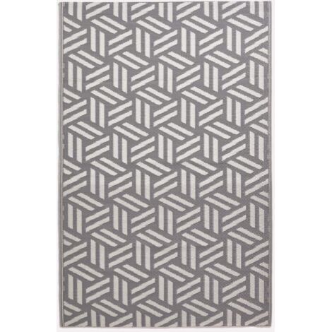 HOMESCAPES Outdoor-Teppich Luna aus Polypropylen mit grauem Muster, 150 x 240 cm