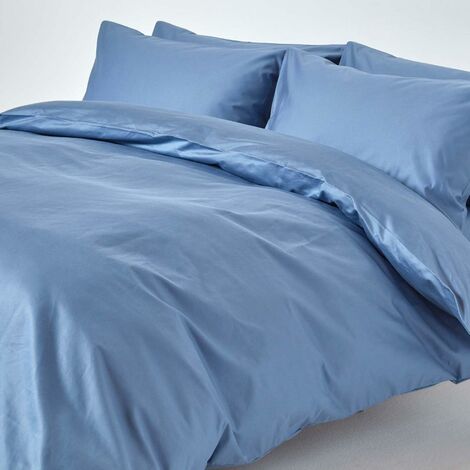 Homescapes Housse de Couette et taies d'oreiller unies 100% coton égyptien 200 fils Gris foncé
