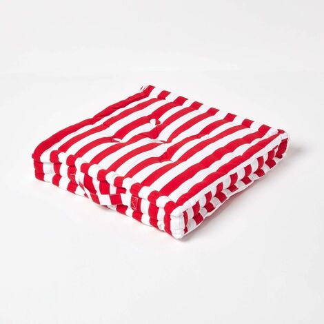 HOMESCAPES Sitzkissen Breite Streifen rot 40 x 40 x 10 cm