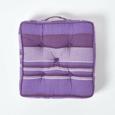 Orientalisches Patchwork Kissen 40 Cm - Eckiges Bodenkissen Mit Baumwollfüllung In Lila/Bunt