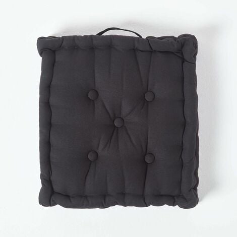 HOMESCAPES Sitzkissen unifarben schwarz 40 x 40 cm