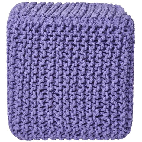 HOMESCAPES Gestrickter Sitzwürfel 100% Baumwolle, violett