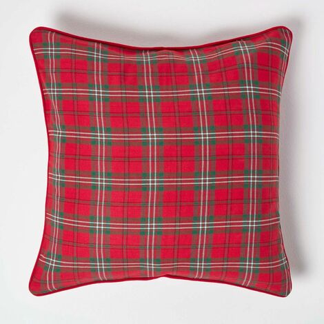 HOMESCAPES Copriletto Falun con motivo tartan e frange, rosso, 255 x 360 cm