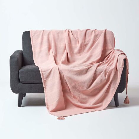 HOMESCAPES Tagesdecke Rajput, 100% Baumwolle, rosa, 150 x 200 cm