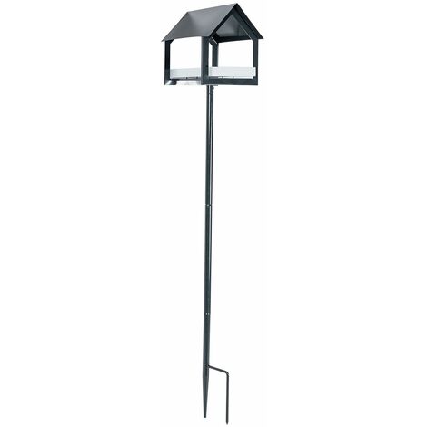 HOMESCAPES Vogelfutterhaus aus Metall, 1.3 m Höhe, schwarz (1/5)