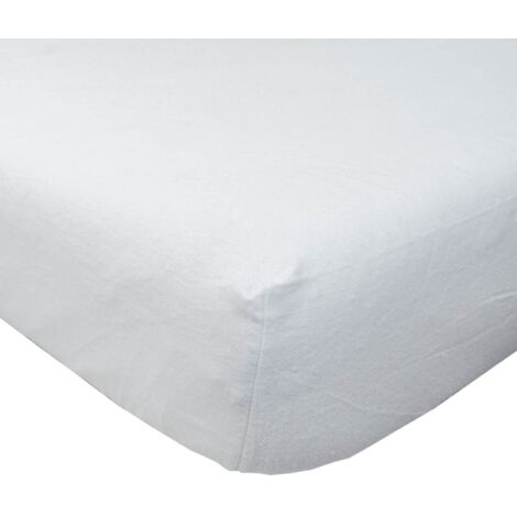 HOMESCAPES Weißes Spannbettlaken, aus 100% Flanell, Fadendichte 180, Double 140 x 190cm