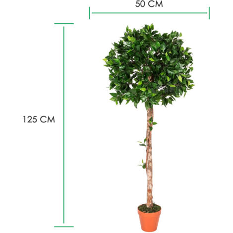 HOMESCAPES Kunstpflanze Grün 'Ficus Tropische Zierpflanze' im Topf, 125 cm