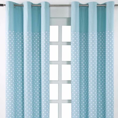 HOMESCAPES Gardinen Sterne blau 2er Set 137 x 117 cm (1/5)