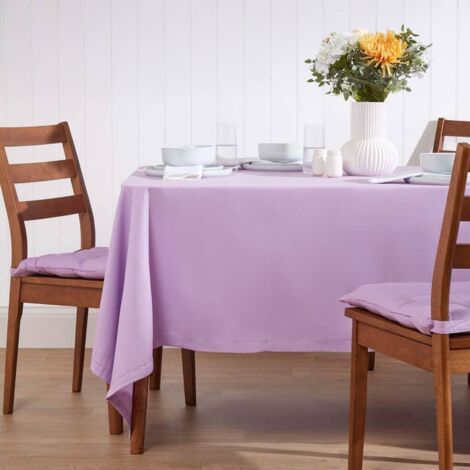 HOMESCAPES Tischdecke aus 100% Baumwolle, 138 x 138 cm, Flieder