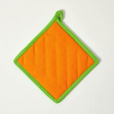 HOMESCAPES Ofenhandschuh ‚Sterne‘ In Grün-Orange, 18x32 Cm – Aus Baumwolle, Waschbar, Mit Aufhängeschlaufe