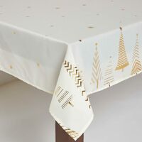 TEXMAXX Tischdecke Streifen-Design Creme-Champagner – 140x200 Cm, Polyester Gastroqualität, Maßgefertigt, Bügelfrei