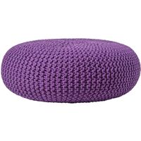 HOMESCAPES Großer Strickpouf 100% Baumwolle, violett
