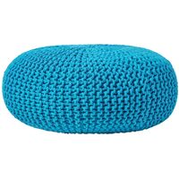 HOMESCAPES Großer Strickpouf 100% Baumwolle, türkis