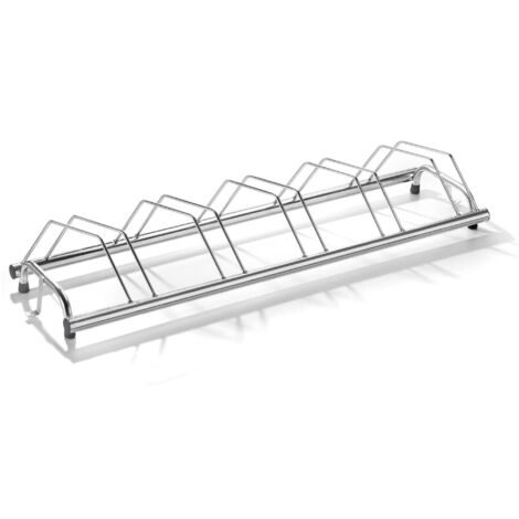 ANDRYS - Rastrelliera Porta Biciclette a Terra Inclinato, Senza Tappi, Zincato a Freddo, Colore Argento, 150 x 42 x 40 cm, 5 Posti (1/5)