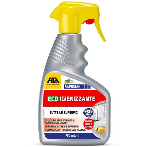 Eco igienizzante spray fila rapidsan 750ml 3in1 pulisce, igienizza ed elimina odori idoneo all'haccp