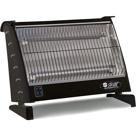 Stufa Elettrica Stufetta al Quarzo 2 Candele 1200W Nero o Bianco Italiana Sicar  Nero
