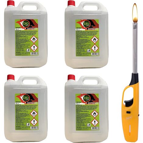 BIOETANOLO PER BIOCAMINETTI E STUFE DA 5 LT CONFEZIONE 4 PZ SPRINTCHIMICA + ACCENDINO