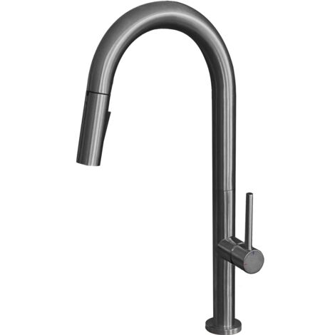 Essebagno Portofino Miscelatore per lavabo con doccetta in metallo grigio