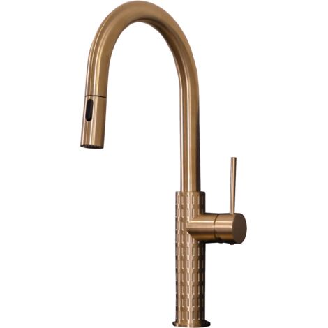 Essebagno Architek miscelatore per lavello con soffione estraibile rame spazzolato