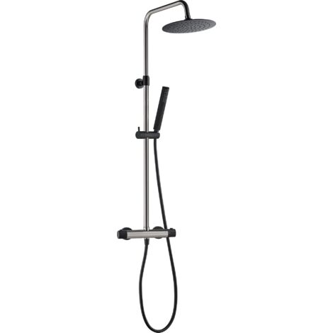 Essebagno Colonna doccia Kissy in acciaio inox e nero con comando termostatico
