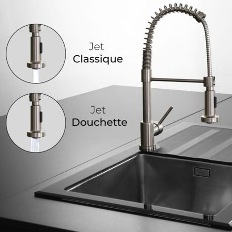 Essebagno Rubinetto Plimo con doccetta in acciaio spazzolato