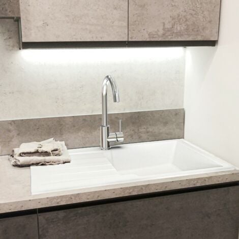 Essebagno Sierra lavello 1 vasca grande 1 scarico in resina bianca