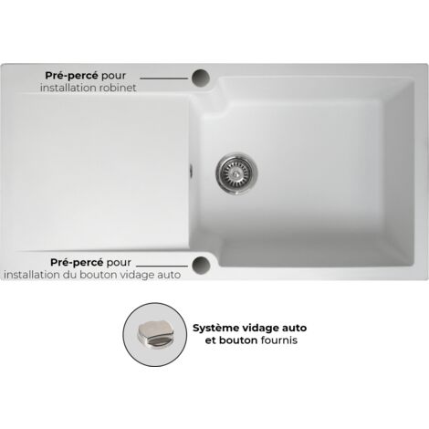Essebagno Lisse lavello reversibile 1 vasca grande 1 sgocciolatoio in resina bianca