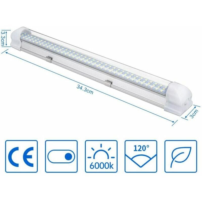 2pcs LED-Innenlichtleiste Innenbeleuchtung 108LED 12V Weißlichtleiste mit  Ein-/Ausschalter, geeignet für Wohnmobil, Auto, Küche, Umkleideraum