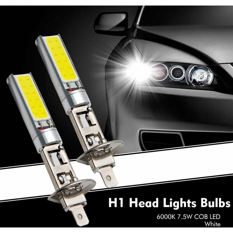 H1-Scheinwerferlampen, 2 STÜCKE COB-LED-Tagfahrlichter, Fahrzeug- Nebelscheinwerfer, weißes Licht