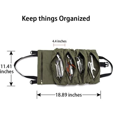 Werkzeugtasche aus Segeltuch, 5 Multifunktionstaschen für die  Holzbearbeitung, grüne Elektrikerwerkzeuge