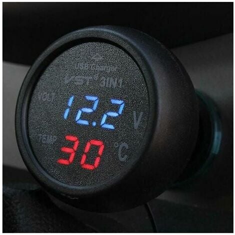 3 In 1 Auto Digital Auto Thermometer Voltmeter Uhr Volt Temperatur