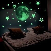 26 leuchtende Sterne und Mond, 30 cm, leuchtende Aufkleber, die im Dunkeln  leuchten, fluoreszierende Aufkleber für