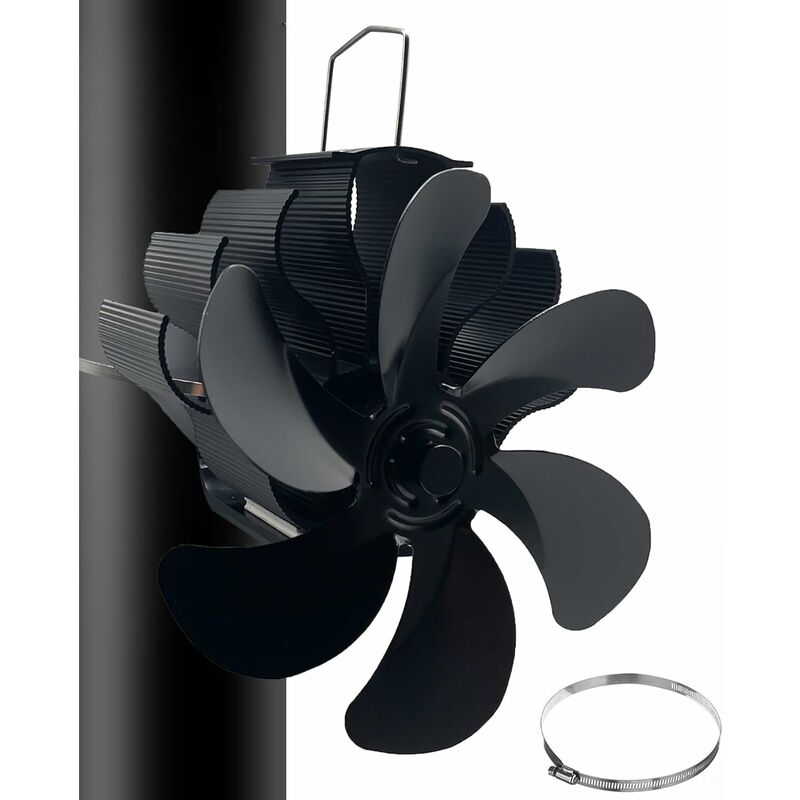PYBBO Ventilador de chimenea de estufa de leña de 6 aspas, motor silencioso  no eléctrico, ventilador de calor que circula aire caliente/calentado