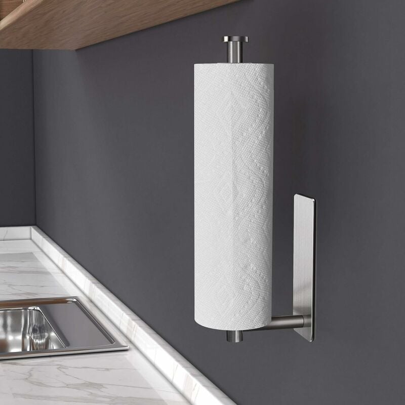  ORLESS Soporte adhesivo para toallas de papel debajo del  gabinete y montaje en pared, sin taladrar adecuado para baño de cocina -  plata : Hogar y Cocina