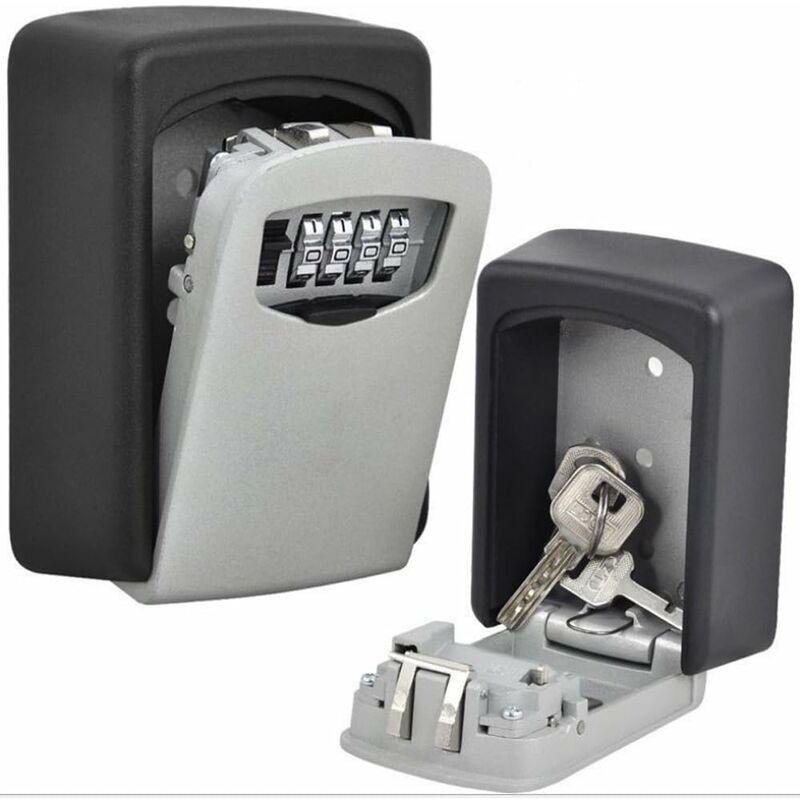 Caja de bloqueo de llave con código reiniciable, caja de seguridad portátil  con combinación de 5 llaves, capacidad para montar en la pared, caja de